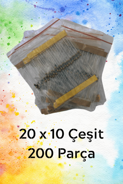 Direnç Seti 1/4W %5 200 Parça 10 Çeşit | 10R 330R 470R 1K 3.3K 10 22k 33k 100k 1M - Görsel 2