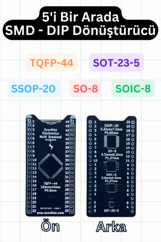 5'i 1 Arada SMD-DIP Dönüştürücü/Çevirici Kartı - TQFP-44, SOT-23-6, SSOP-20, SO-8, SOIC-8