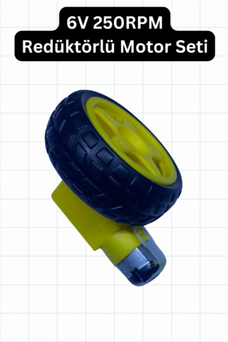6V 250RPM Redüktörlü DC Motor ve Teker Seti