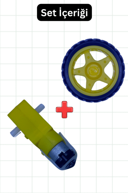 6V 250RPM Redüktörlü DC Motor ve Teker Seti - Görsel 2