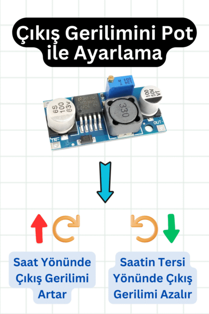 LM2596 Ayarlanabilir Voltaj Düşürücü Regülatör - Step Down (Buck Converter) - Görsel 2