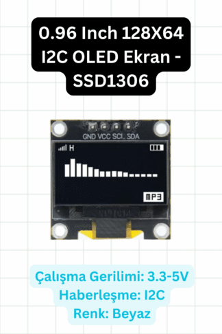 0.96 Inch 128X64 I2C OLED Ekran - SSD1306