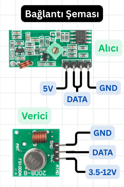 433MHz RF Alıcı Verici Modül Seti - Görsel 2