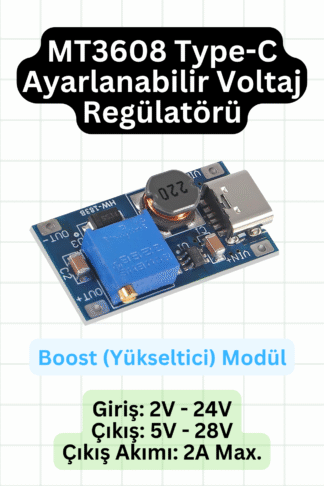 MT3608 Ayarlanabilir Voltaj Regülatörü - Boost Converter - Type-C